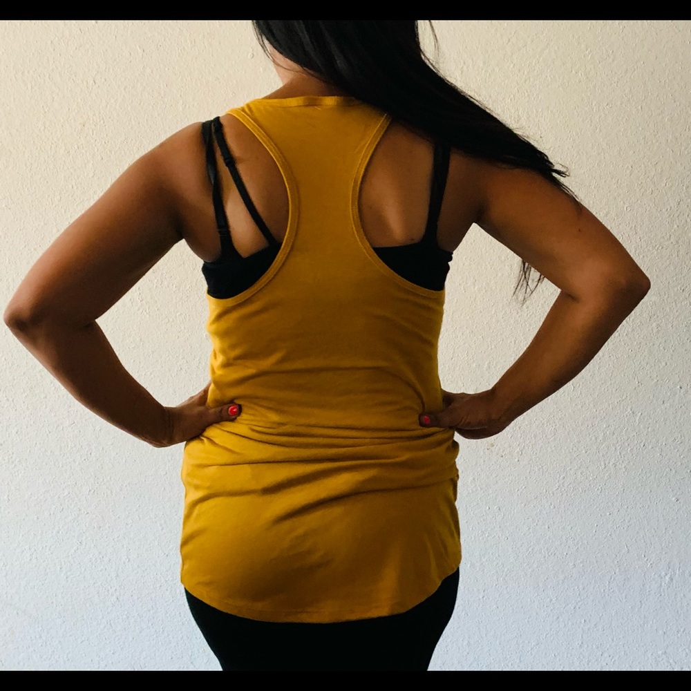 Sexy Gold Cotton Razorback Tank-top - Picture 2 of 3
